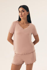 V-Neck Pajama Short Set