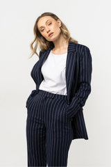 Striped Blazer with Classic Lapels