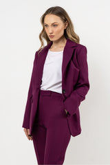 Tailored Blazer with Single-Button Closure