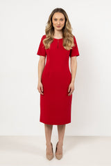 Boat Neck Fitted Midi Dress