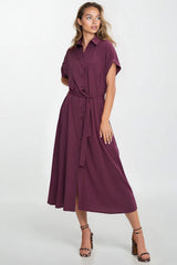 Relaxed Fit Drop Cap Sleeve Midi Dress