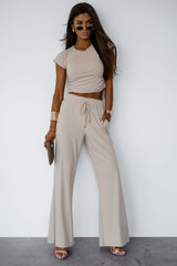 Viscose Blouse and Pants Set with Stretch