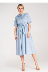 Classic Cotton Midi Shirt Dress with Belt