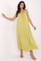 Oversized V-Neck Viscose Midi Dress