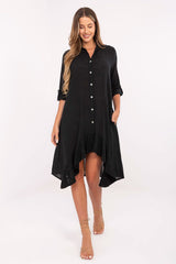 Knee-Length 3/4 Sleeve Shirt Dress