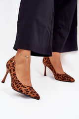 Animal Print Pointed Toe Eco Suede High Heels