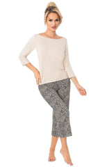 Luxe Viscose Pajama Set with 3/4 Sleeves and Printed Pants