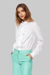 Ruffled Collar Long Sleeve Shirt