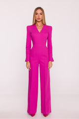 Moe's Cotton Blend V-Neck Palazzo Style Jumpsuit