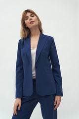 Single Button Fitted Blue Blazer