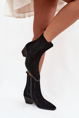 Round Toe Suede Ankle Heel Boots