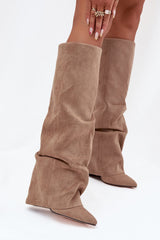 Ruched Overlap Shaft Heel Boots