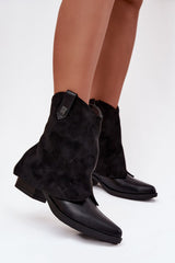 Faux Leather Suede Fold Over Boots