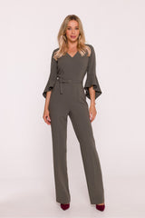V-Neck Ruffle Sleeve Jumpsuit