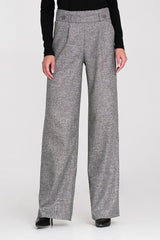 Textured Wide Leg Front Pocket Trousers