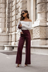 FERN Bordo Viscose Blend Women's Trousers