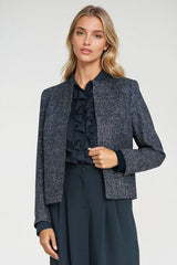 Navy Blue Boxy Short Textured Blazer
