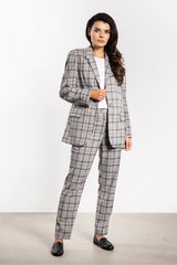 Checkered Lapel Collar Blazer