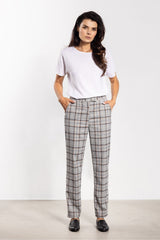 Plaid Pattern Cigarette Trousers