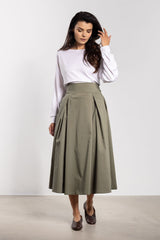High-Waist Tie Back Midi Skirt