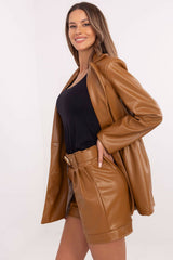 High-Waist Leather-Look Shorts with Elastic Back