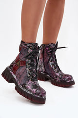Leather Work Boots with Decorative Element