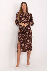 Floral Midi Dress with Draping Detail