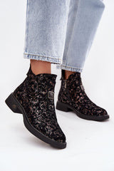 Suede Low Block Ankle Boots