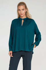 Loose Cut Blouse with Teardrop Neckline