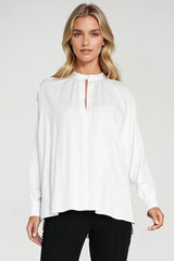 Loose Cut Blouse with Teardrop Neckline
