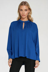 Loose Cut Blouse with Teardrop Neckline