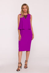 V-Neck Two-Layer Top Pencil Dress