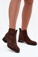 Suede Panther Print Ankle Boots