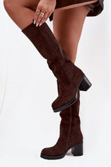 Eco Suede Pillar Heel Boots