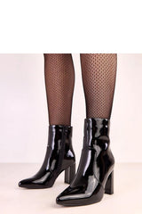 Black Pointed Toe Zippered Eco Leather Heel Boots