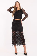 Elegant Lace Midi Skirt with Ruching Detail