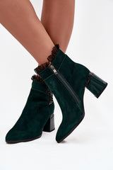 Step in Style Suede Leather Zip-Up Ankle Heel Boots