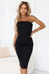 Black Fitted Corset Pencil Dress