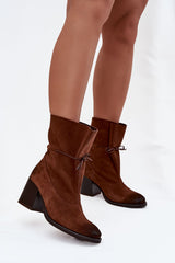 Step in Style Suede Slip On Ankle Heel Boots