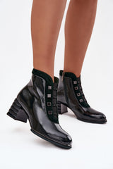 Patent Leather Ankle Boots With Decorative Accents