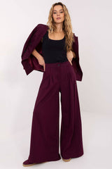 Rue Paris Women's High-Waist Pinstripe Palazzo Trousers