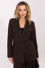 Rue Paris Double-Breasted Pin-Stripe Blazer