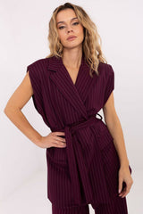 Pin-Stripe Belted Relaxed Cut Vest