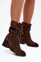Suede Gathered Ankle Boots