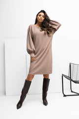 Puffy Sleeve Sweatshirt Dress
