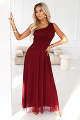 Elegant One-Shoulder Evening Maxi Dress