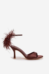 Step in Style Feathered Ankle Strap Heels