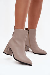 Step in Style Leather Ankle Heel Boots