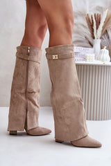 Eco Suede Pointed Toe Heel Boots