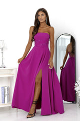 Strapless Thigh Slit Dress